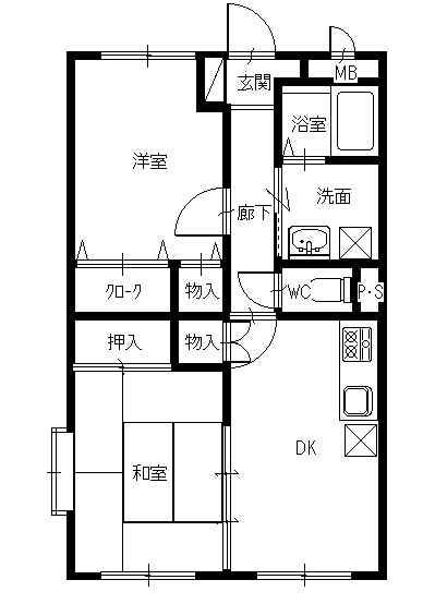 グレーシア緑町 B棟101号の間取り