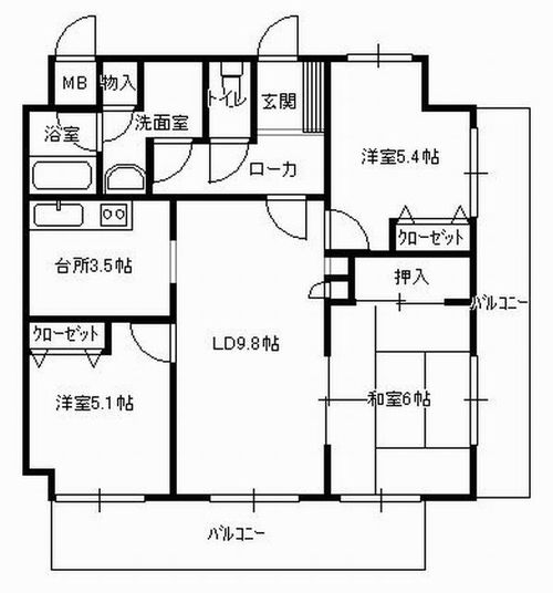 山口県防府市　バルミー八王子の間取り