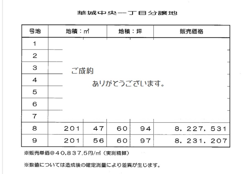 防府市華城中央1丁目分譲地 (2区画)